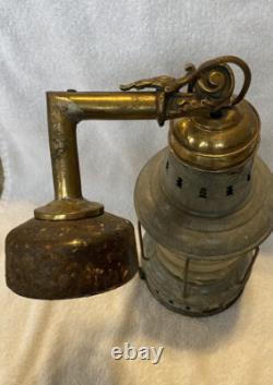 Antique Vintage Brass Galvanized Nautical Marine Boat Lantern RARE Collectible