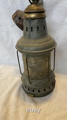 Antique Vintage Brass Galvanized Nautical Marine Boat Lantern RARE Collectible