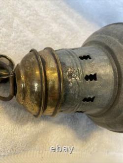 Antique Vintage Brass Galvanized Nautical Marine Boat Lantern RARE Collectible