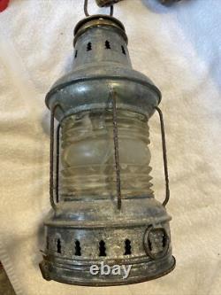 Antique Vintage Brass Galvanized Nautical Marine Boat Lantern RARE Collectible