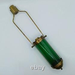 Antique Vintage Brass Green Glass Church Swing Processional Torch Candle Lantern