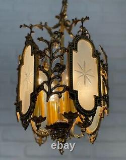 Antique Vintage Brass Lantern Chandelier Lighting Ceiling Lamp