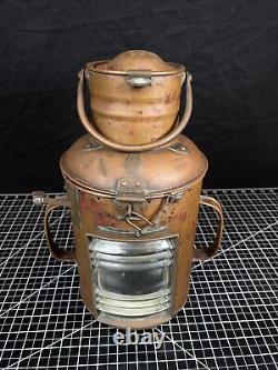 Antique Vintage British Copper & Brass DL Maritime Ships Oil Lantern Lamp 3256
