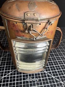 Antique Vintage British Copper & Brass DL Maritime Ships Oil Lantern Lamp 3256