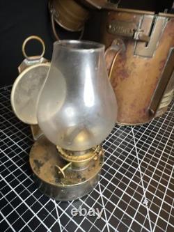 Antique Vintage British Copper & Brass DL Maritime Ships Oil Lantern Lamp 3256