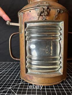 Antique Vintage British Copper & Brass DL Maritime Ships Oil Lantern Lamp 3256