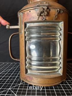Antique Vintage British Copper & Brass DL Maritime Ships Oil Lantern Lamp 3256