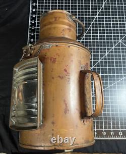 Antique Vintage British Copper & Brass DL Maritime Ships Oil Lantern Lamp 3256