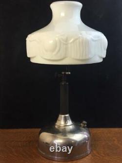 Antique Vintage COLEMAN QUICK-LITE LAMP Lantern Aladdin Drape Milk Glass Shade