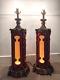 Antique Vintage Cathedral Theatre Hotel Light Lamp PAIR Red Velvet Theater RARE