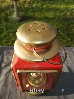 Antique Vintage FIRE ENGINE RED & GOLD Kerosene Beacon Lantern Lamp? Ts17j