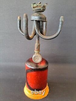 Antique Vintage FIRE RED & GOLD LPG GAS Beacon Lantern Lamp