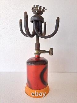 Antique Vintage FIRE RED & GOLD LPG GAS Beacon Lantern Lamp