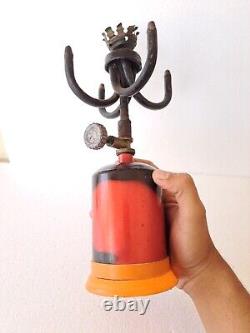 Antique Vintage FIRE RED & GOLD LPG GAS Beacon Lantern Lamp