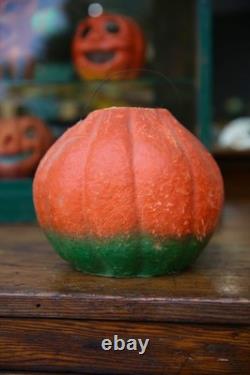 Antique Vintage HALLOWEEN Paper Mache Pumpkin Jack-O-Lantern LARGE 7 ORIGINAL