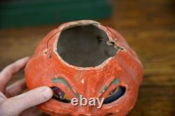 Antique Vintage HALLOWEEN Paper Mache Pumpkin Jack-O-Lantern LARGE 7 ORIGINAL