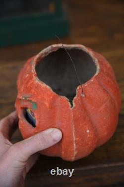 Antique Vintage HALLOWEEN Paper Mache Pumpkin Jack-O-Lantern LARGE 7 ORIGINAL