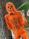 Antique Vintage Halloween 1950's Orange Jack O Lantern Childs Cloth Costume