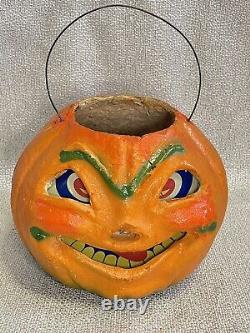 Antique Vintage Halloween Paper Mache Pulp Jack o' Lantern, 30s-40s