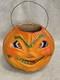 Antique Vintage Halloween Paper Mache Pulp Jack o' Lantern, 30s-40s
