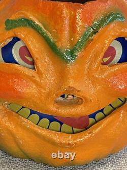 Antique Vintage Halloween Paper Mache Pulp Jack o' Lantern, 30s-40s
