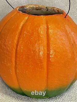 Antique Vintage Halloween Paper Mache Pulp Jack o' Lantern, 30s-40s