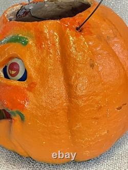 Antique Vintage Halloween Paper Mache Pulp Jack o' Lantern, 30s-40s