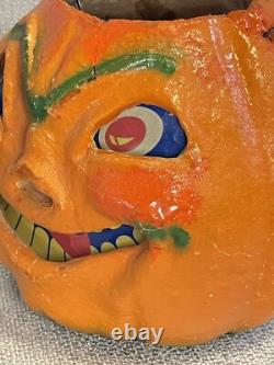 Antique Vintage Halloween Paper Mache Pulp Jack o' Lantern, 30s-40s