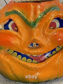 Antique Vintage Halloween Paper Mache Pulp Jack o' Lantern, 30s-40s