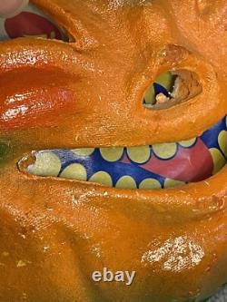 Antique Vintage Halloween Paper Mache Pulp Jack o' Lantern, 30s-40s