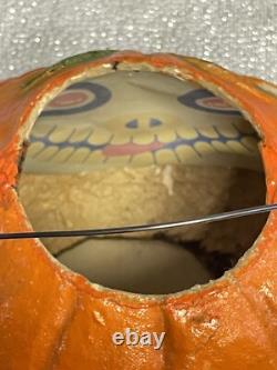 Antique Vintage Halloween Paper Mache Pulp Jack o' Lantern, 30s-40s
