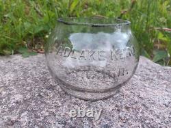 Antique Vintage I. C. R. R. Illinois Central Railroad Lantern Adlake Etched Globe
