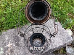 Antique Vintage I. C. R. R. Illinois Central Railroad Lantern Adlake Etched Globe