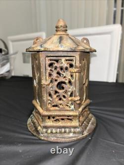 Antique Vintage Japanese Cast Iron Candle Lantern 9