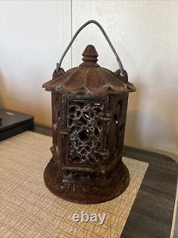 Antique Vintage Japanese Cast Iron Candle Lantern 9