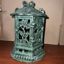 Antique Vintage Japanese Cast Iron Candle Lantern 9