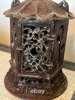 Antique Vintage Japanese Cast Iron Candle Lantern 9