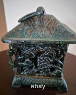 Antique Vintage Japanese Cast Iron Candle Lantern 9
