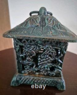Antique Vintage Japanese Cast Iron Candle Lantern 9