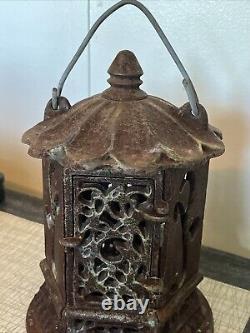 Antique Vintage Japanese Cast Iron Candle Lantern 9