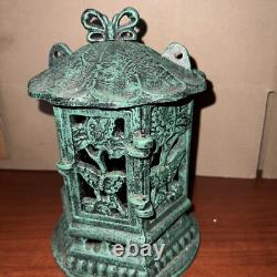 Antique Vintage Japanese Cast Iron Candle Lantern 9