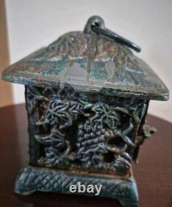 Antique Vintage Japanese Cast Iron Candle Lantern 9