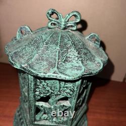 Antique Vintage Japanese Cast Iron Candle Lantern 9