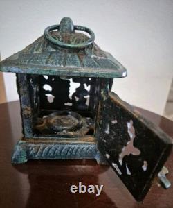 Antique Vintage Japanese Cast Iron Candle Lantern 9