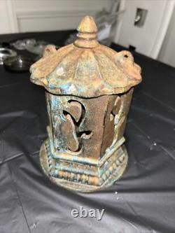 Antique Vintage Japanese Cast Iron Candle Lantern 9