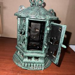 Antique Vintage Japanese Cast Iron Candle Lantern 9