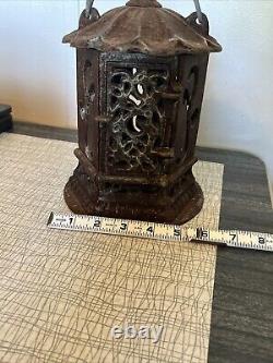 Antique Vintage Japanese Cast Iron Candle Lantern 9