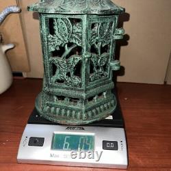 Antique Vintage Japanese Cast Iron Candle Lantern 9
