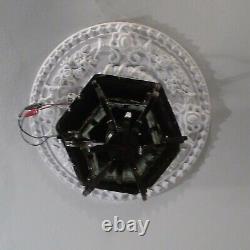 Antique Vintage Lantern Black Iron Pendant Chandelier Scrolled Glass Small