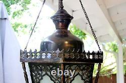Antique Vintage Large Ornate Brass Bronze Lantern Chandelier 12 lb Hanging Lamp